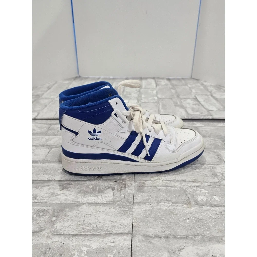 Adidas Forum Mid Shoes Women Size‎ 8.5 White Blue Basketball Sneakers No Straps